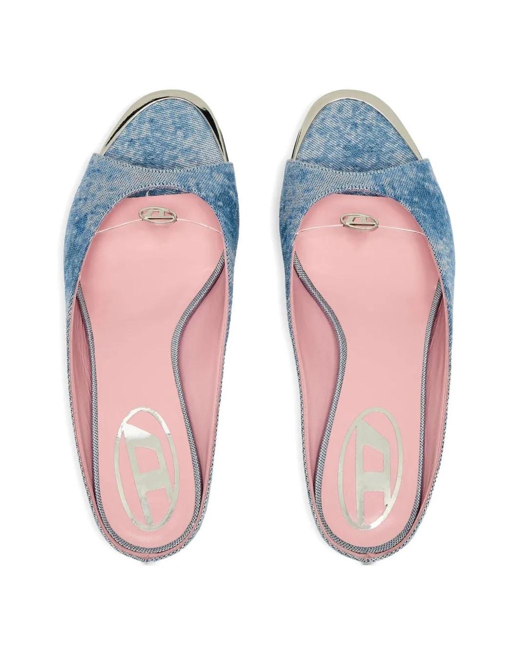 DIESEL Blue Textured Light Denim-Like Silk And Nylon Sandals