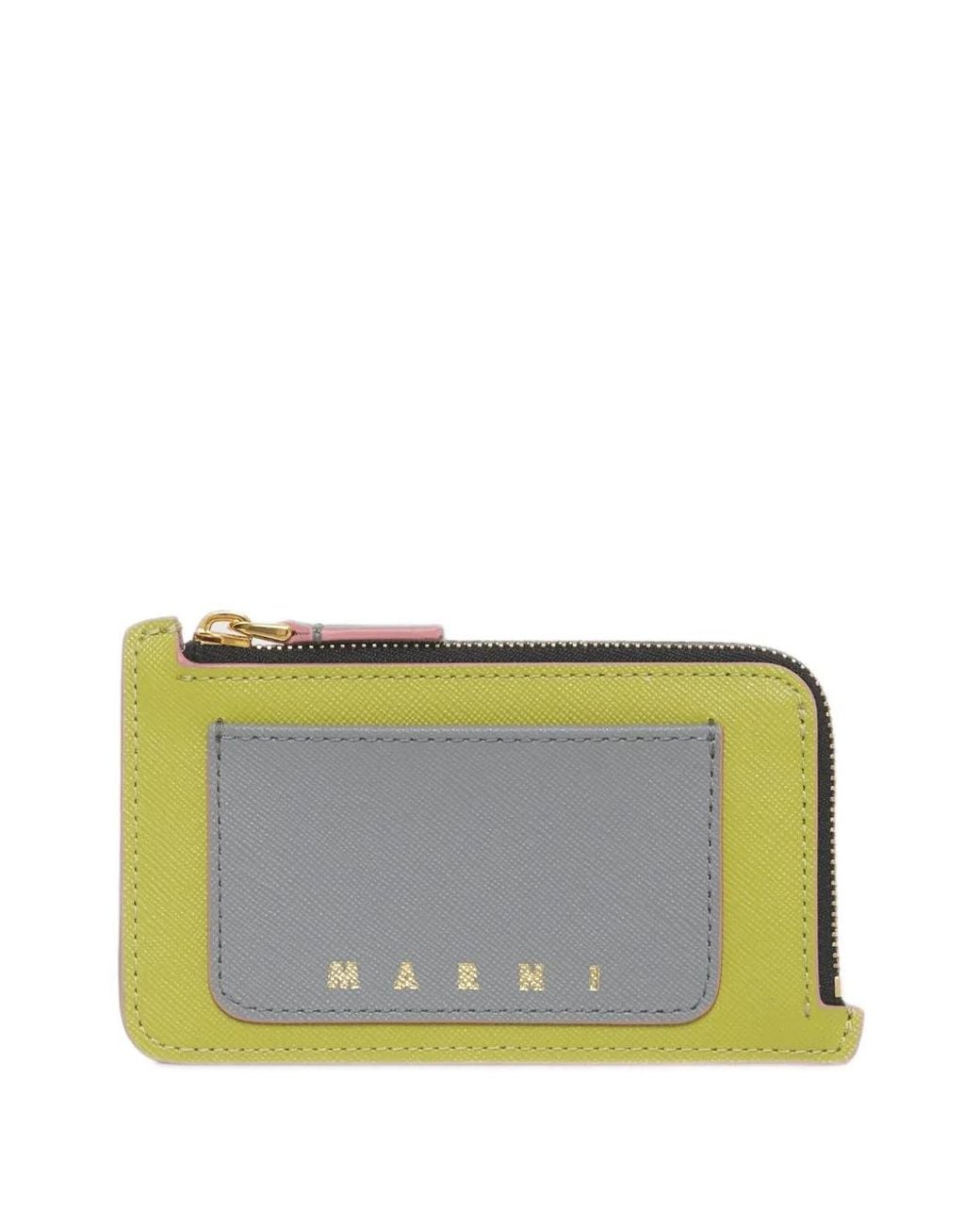 Marni Gray Saffiano Leather Cardholder