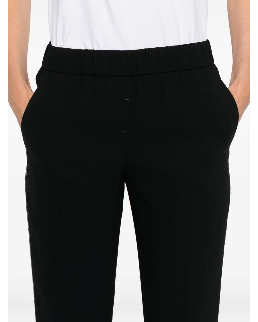 Peserico Black Elasticated-Waistband Trousers