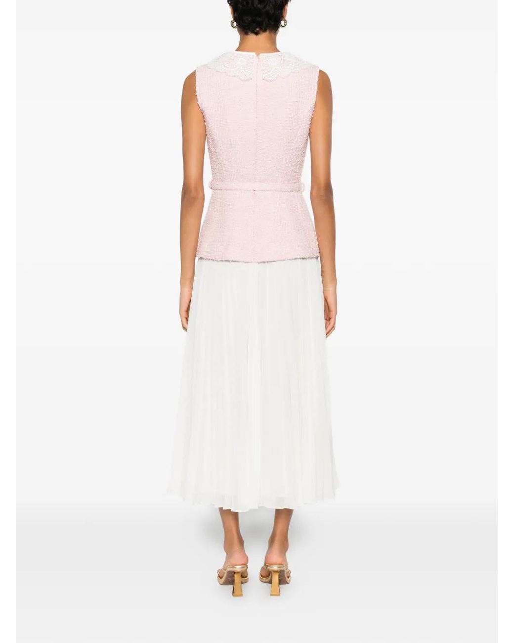 Self-Portrait White Polyester Polyamide Acrylic Wool Metallic Dress