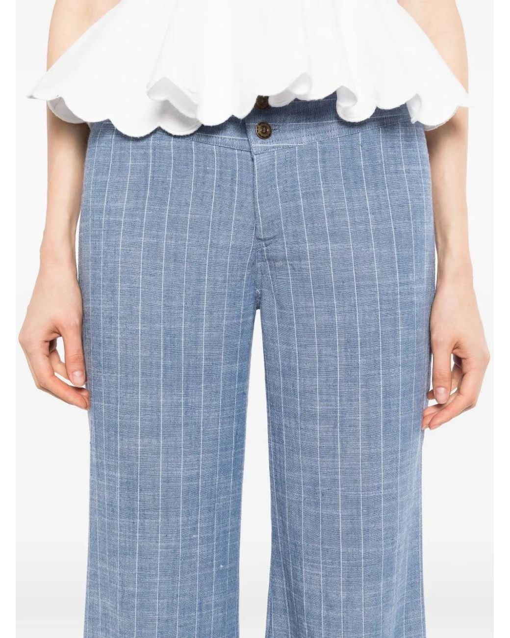 BLAKLACE Blue Button Checked Trousers