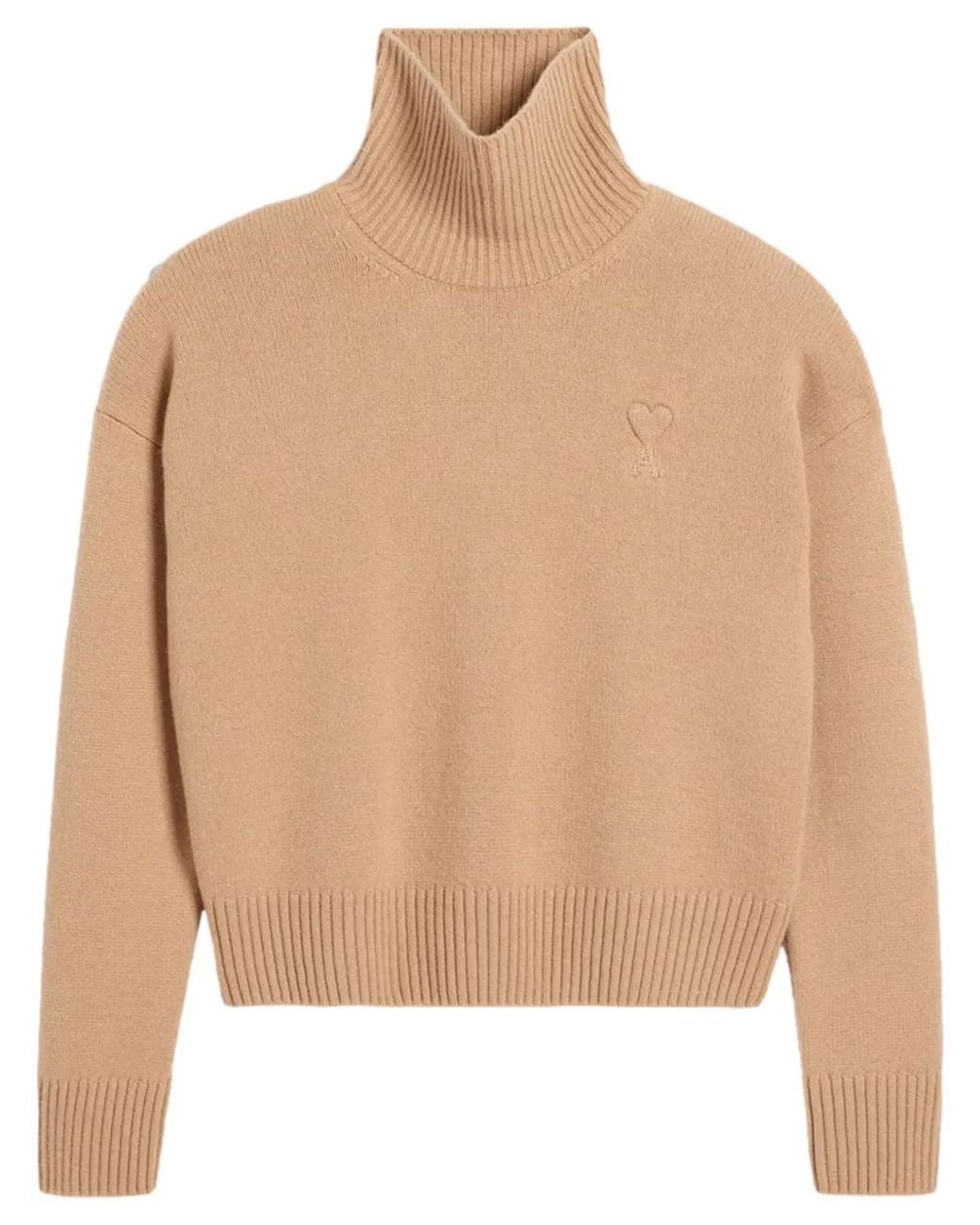 Pull Embossé À Col Roulé AMI en coloris Natural
