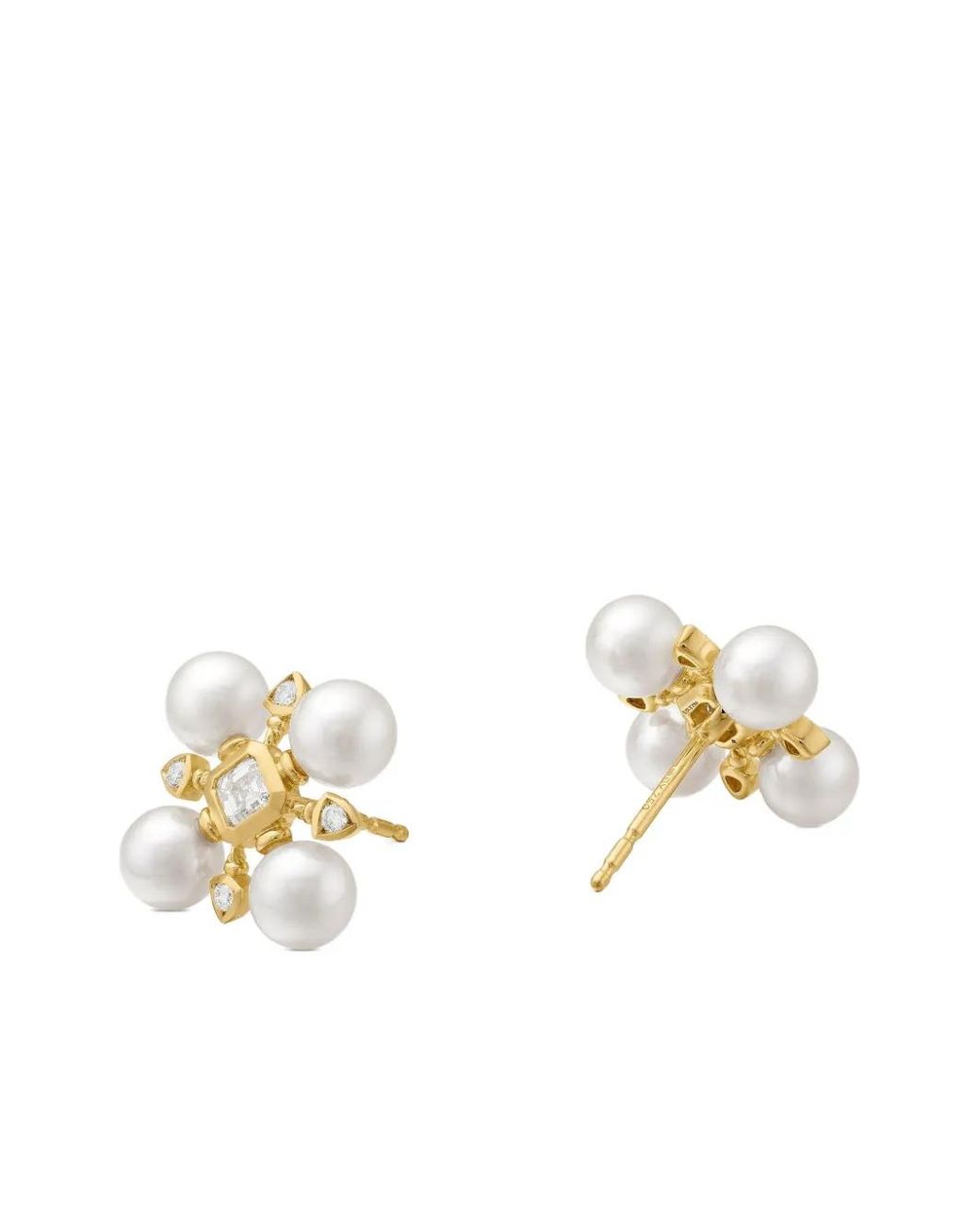 David Yurman Metallic 18Kt Renaissance Pearl And Diamond Stud Earrings (16.5Mm)