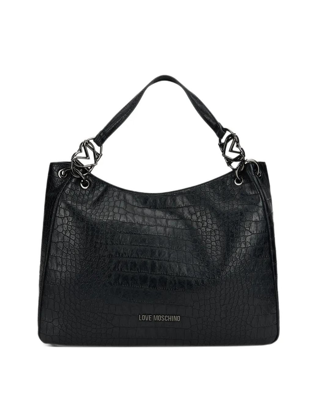 Love Moschino Black Logo-Plaque Tote Bag