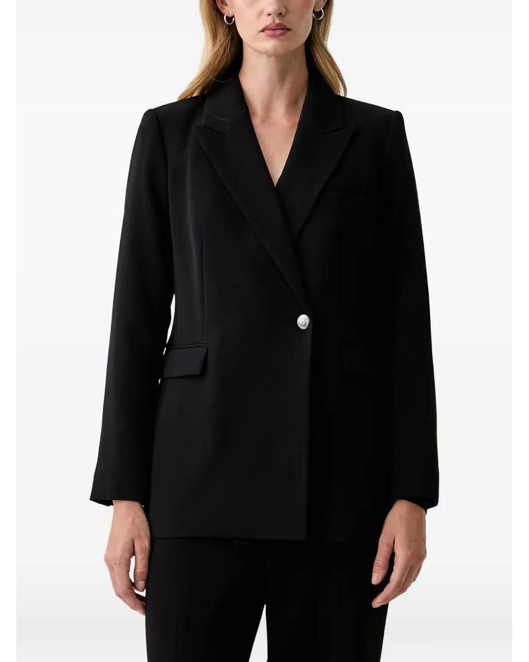 DKNY Black Single-Breasted Logo-Button Blazer