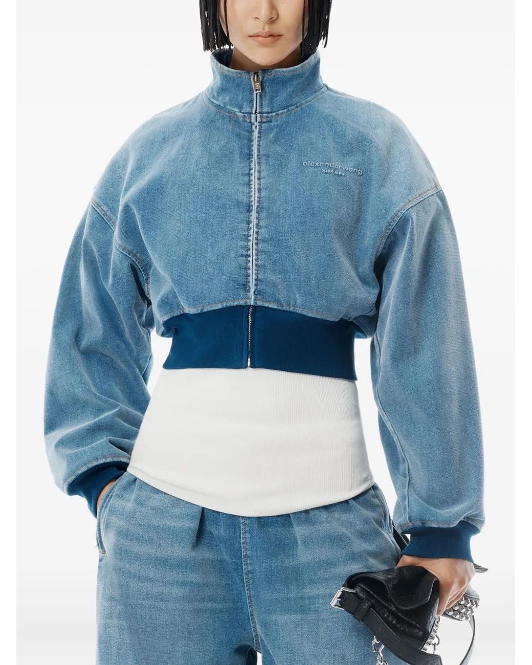 Alexander Wang Blue Stand-Collar Denim Jacket
