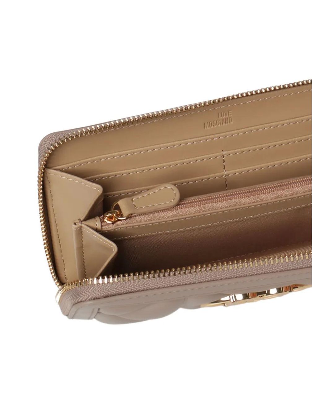 Love Moschino Gray Quilted Logo-Plaque Wallet