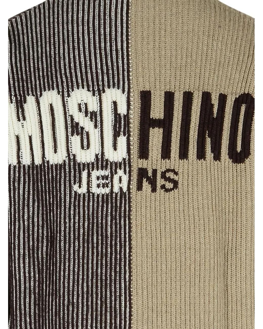 Moschino Brown Two-Tone Ribbed Cardigan