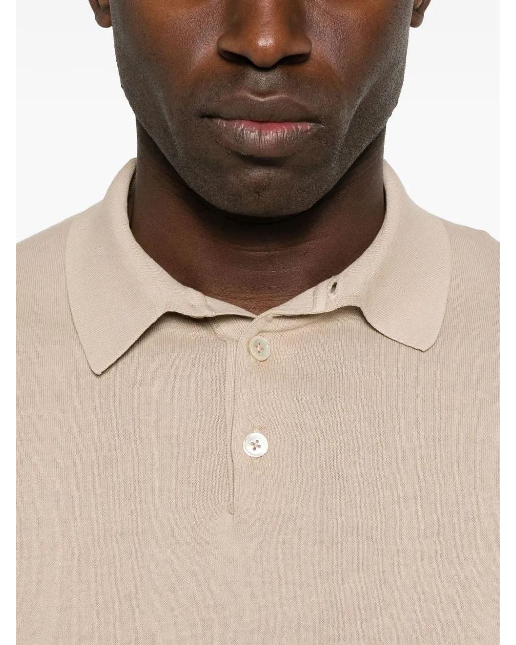 Eleventy White Knitted Polo Shirt for men