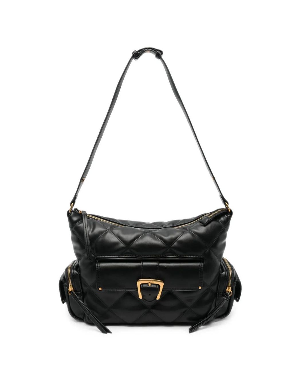 Liu Jo Black Medium Quilted Buckle-Detail Shoulder Bag