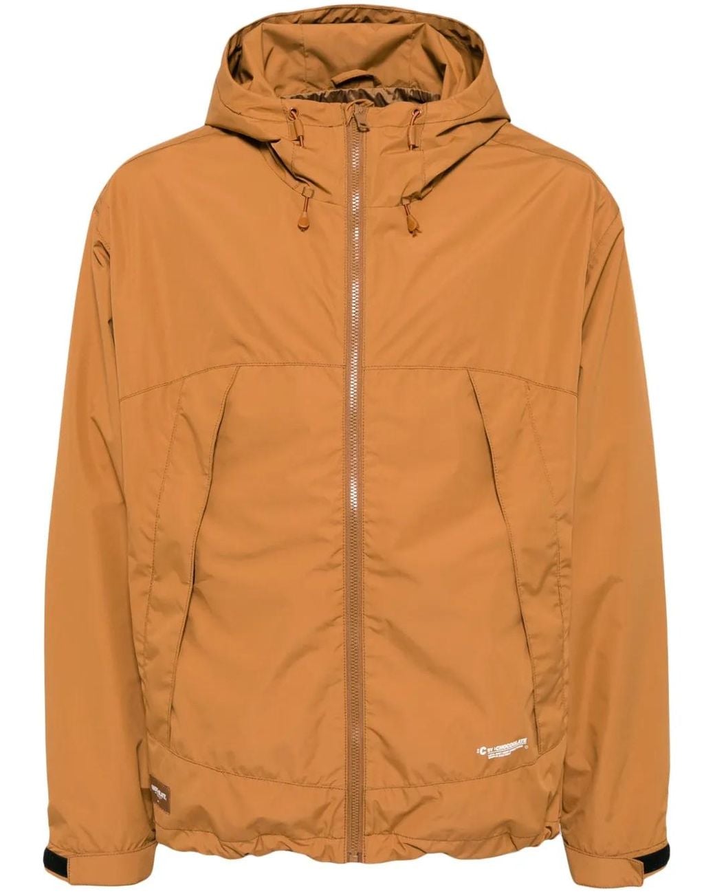 Giacca A Vento Con Zip E Cappuccio di Chocoolate in Orange da Uomo