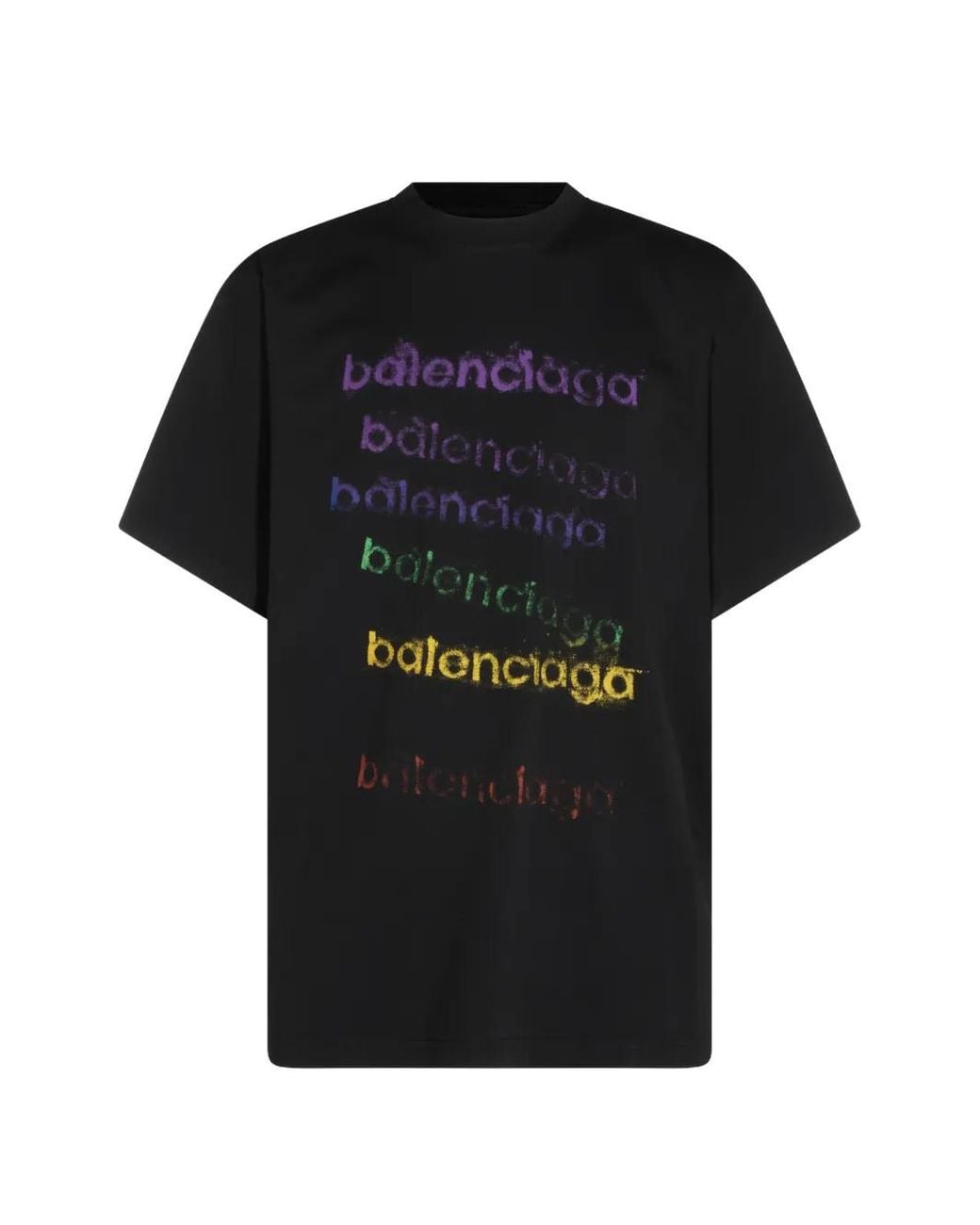 Balenciaga Black Logo-Print Dropped-Shoulder T-Shirt for men
