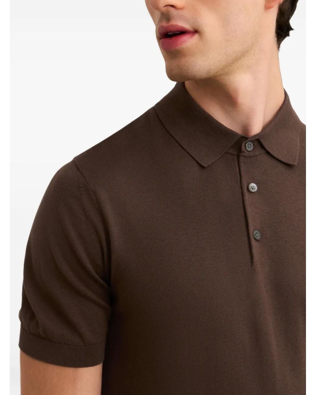 Pringle of Scotland Brown Polo En Maille À Manches Courtes for men