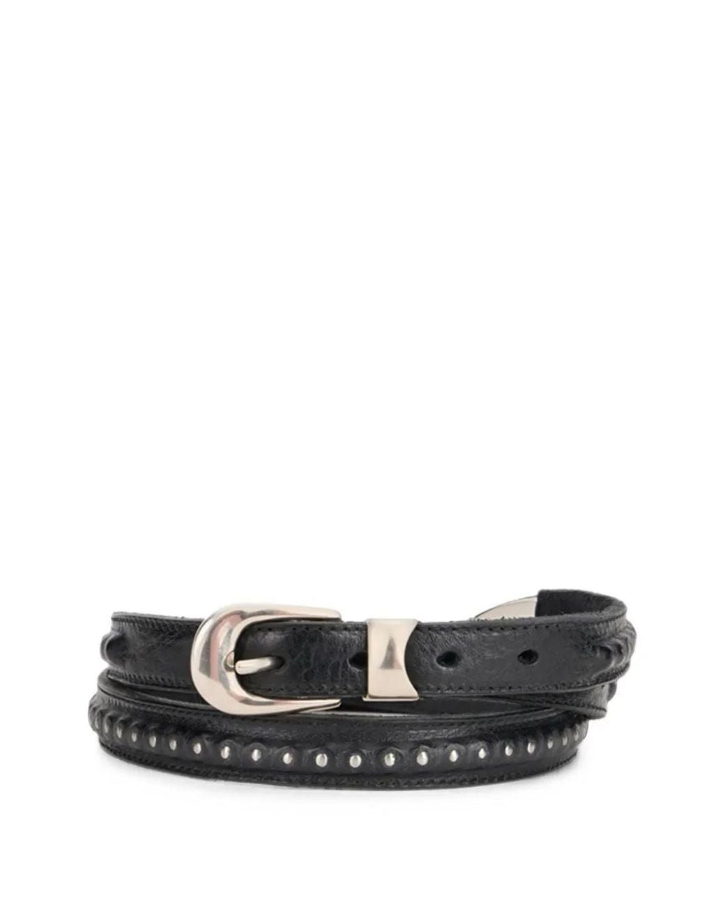 Our Legacy White Studded Leather Belt for men