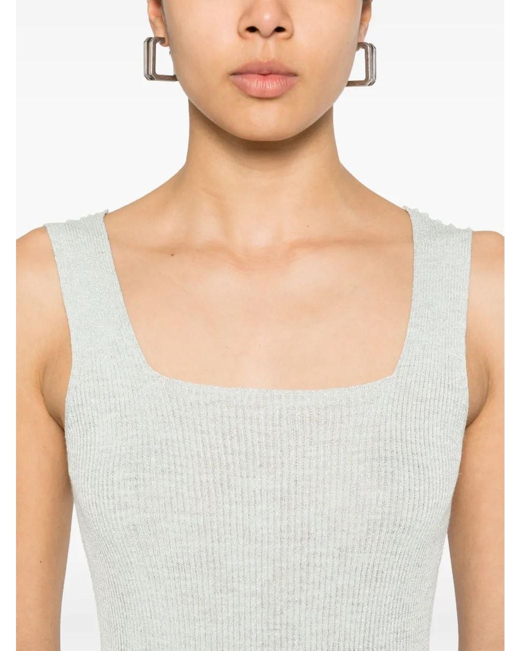 Twinset White Ribbed-Knit Tank Top