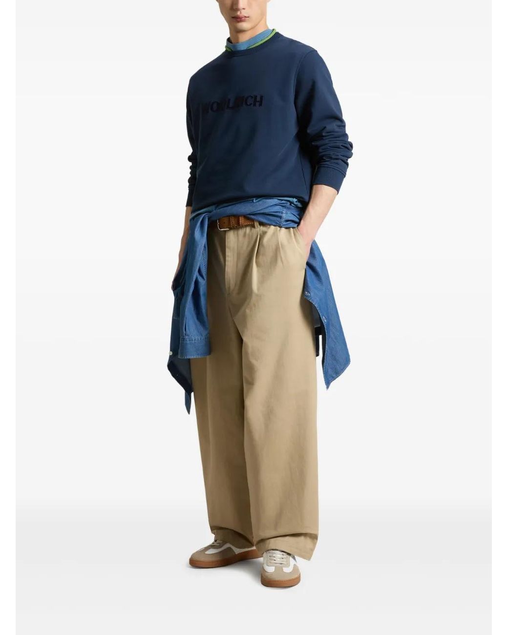 Woolrich Blue Logo-Patch Sweatshirt for men