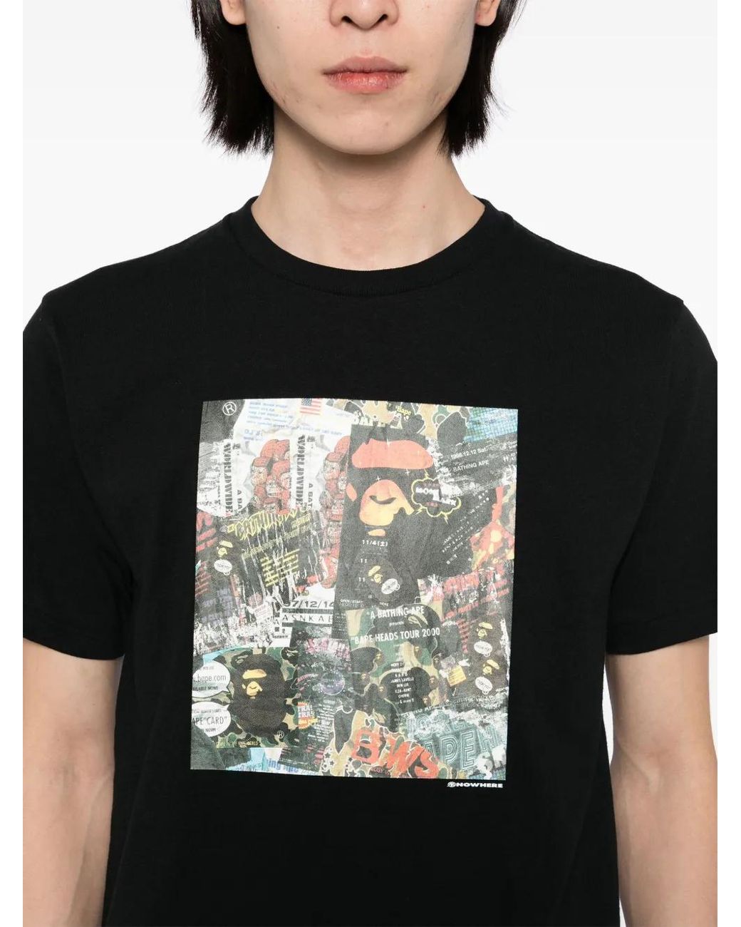 A Bathing Ape Black Bape Flyer-Printed T-Shirt for men