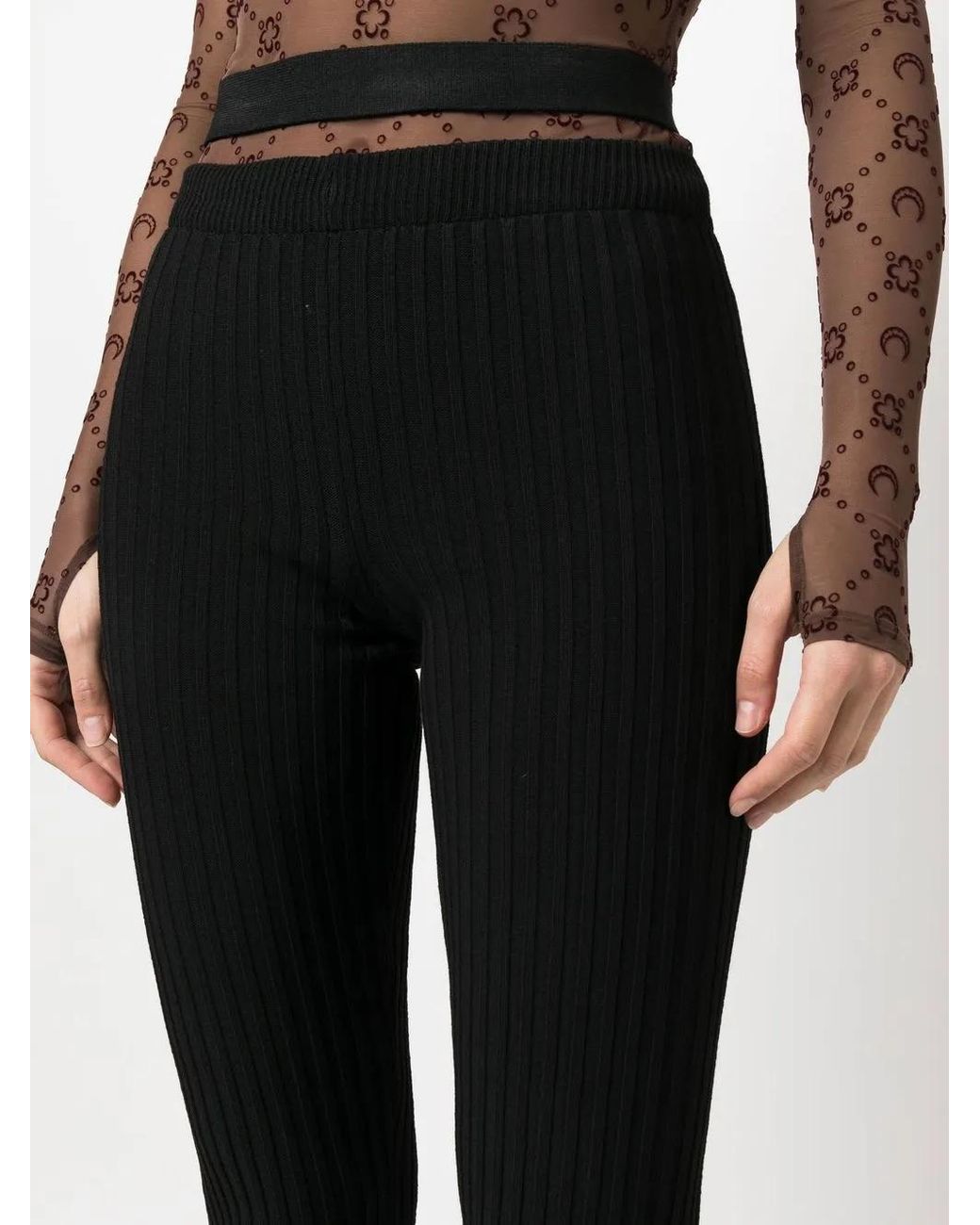 ANDREADAMO Black Cut-Out Ribbed-Knit Trousers