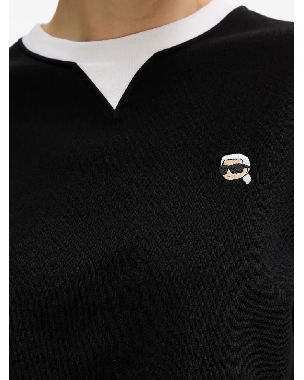 Karl Lagerfeld Black Embroidered-Logo Sweatshirt