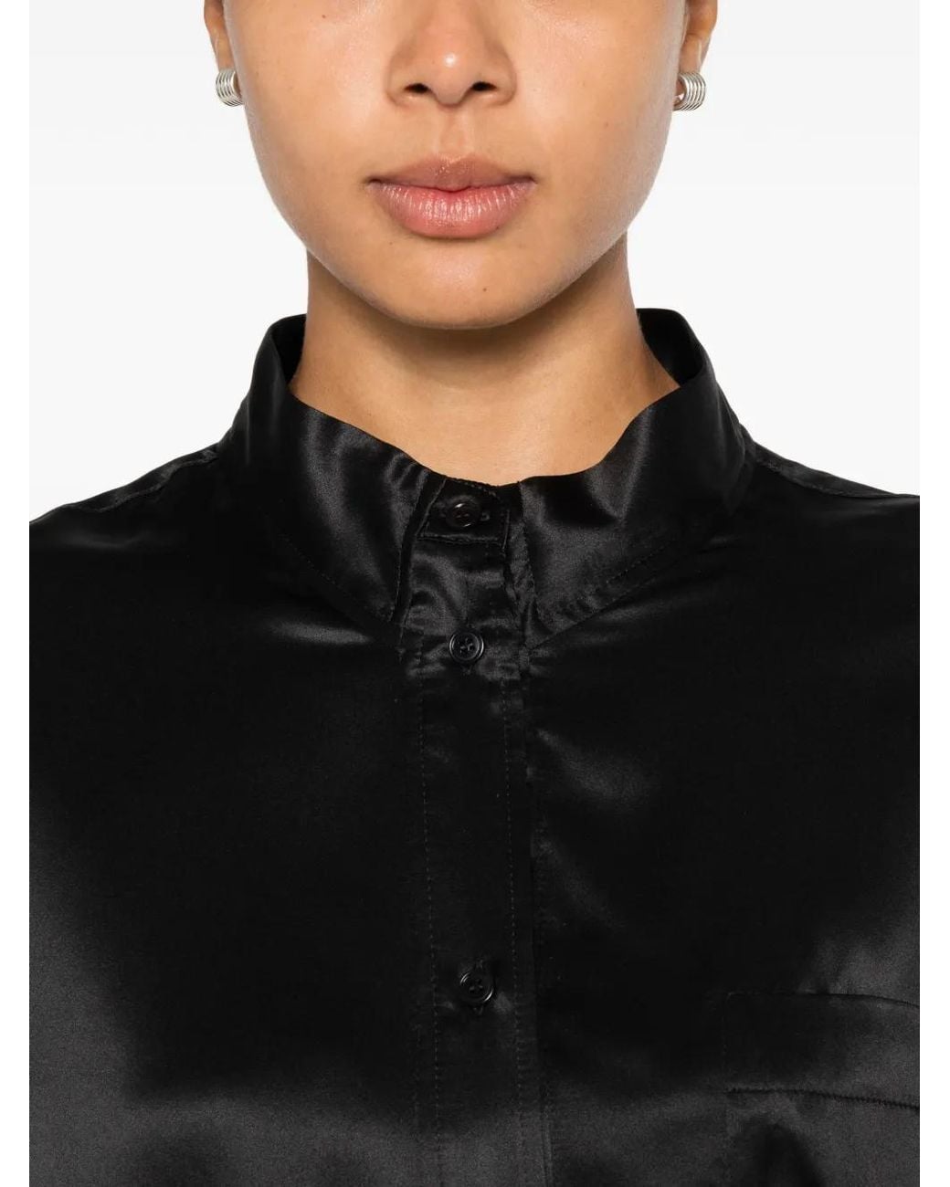 Marie Adam-Leenaerdt Black Chemise Oversize À Fini Satiné