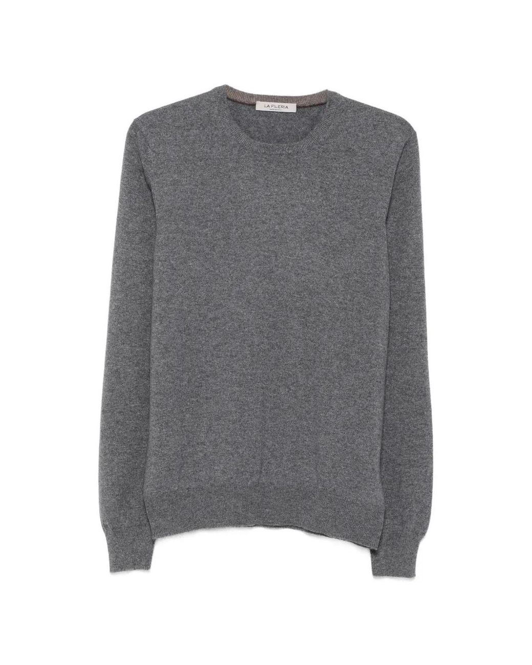 Fileria Gray Crew-Neck Ribbed-Trim Knit for men