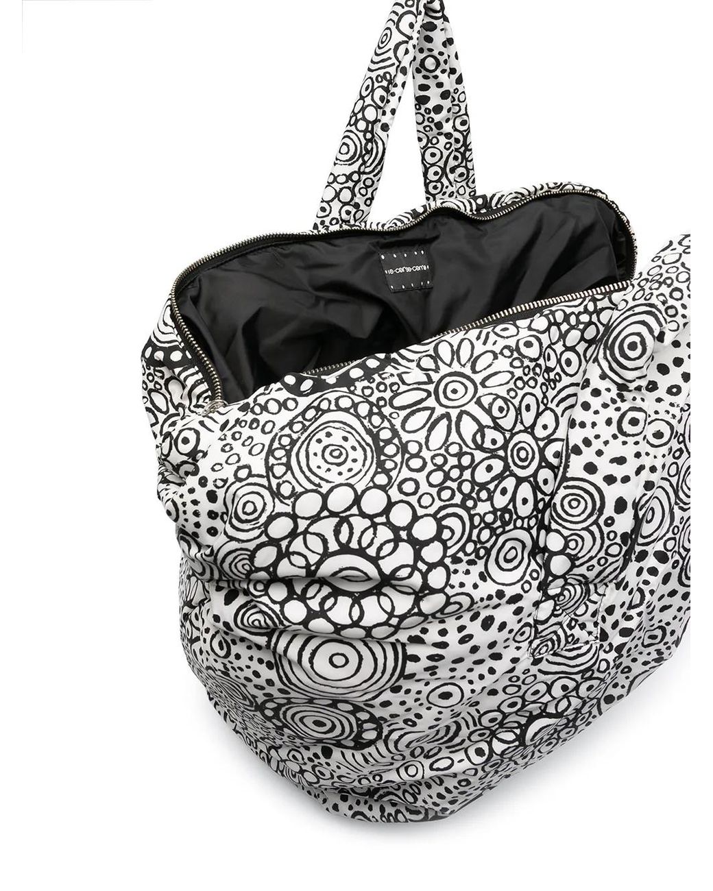 10 Corso Como Gray Doodle-Graphic Print Padded Tote