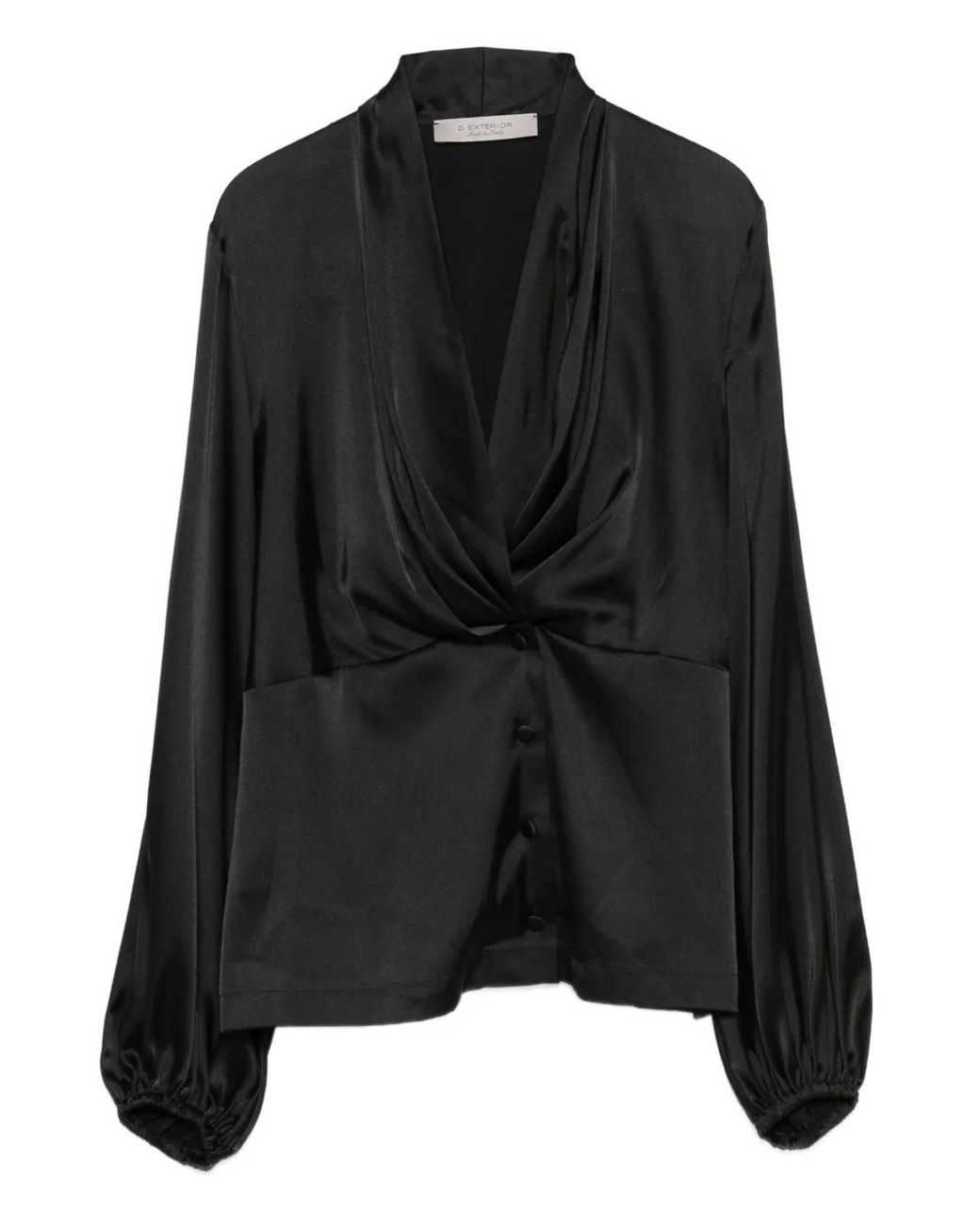 D.exterior Black Twisted Buttoned Blouse