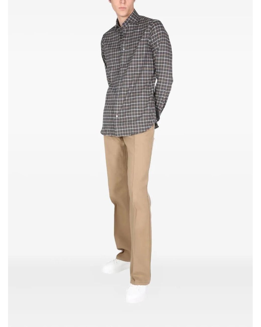 Lardini Gray Checked-Pattern Shirt for men