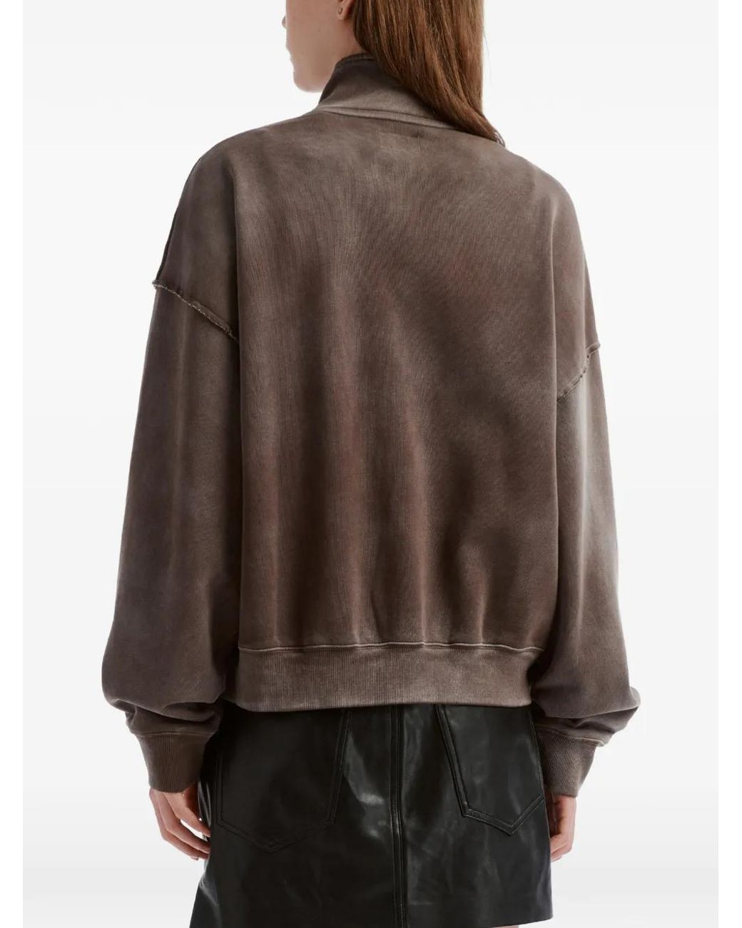 Izzue Brown Embroidered Zip-Up Hoodie