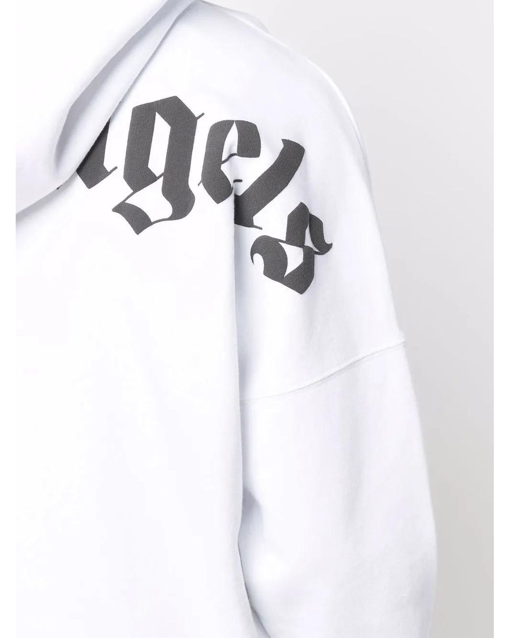 Palm Angels White Logo-print Drawstring Hoodie for men