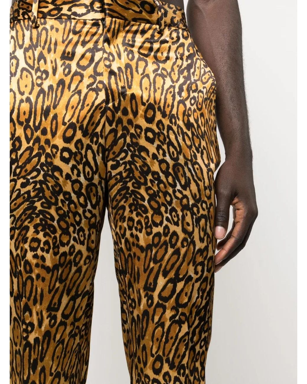 Moschino Natural Animal-Print Slim-Cut Trousers for men