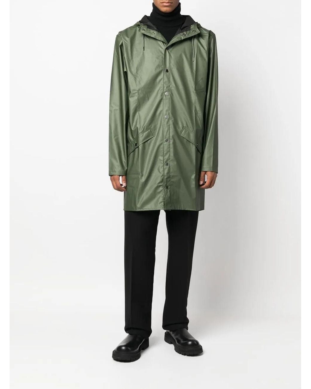 Rains Green Drawstring Hood Raincoat