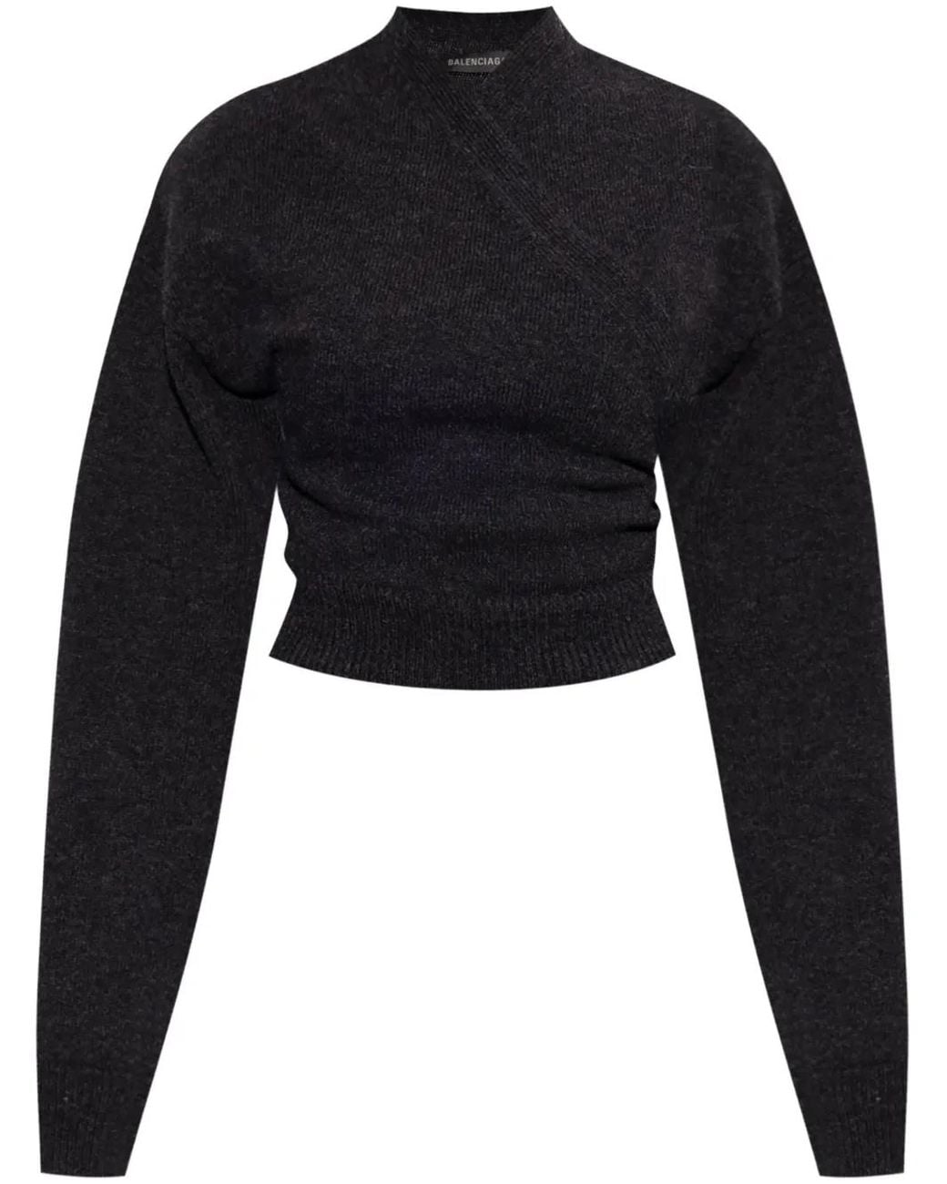 Balenciaga Black V-Neck Fitted Wool Sweater