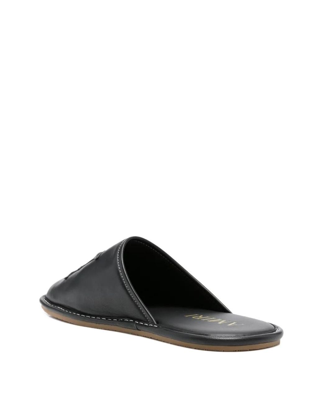 Amiri Black Ma Appliqué Leather Slippers for men