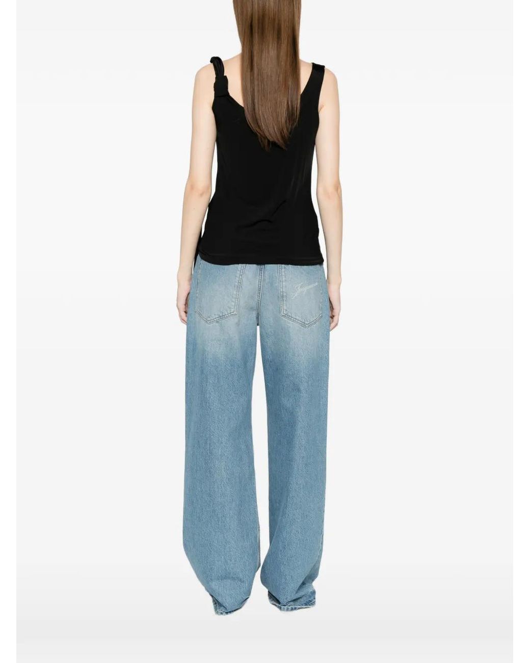 Blumarine Black Blouse Crop À Détail Noué