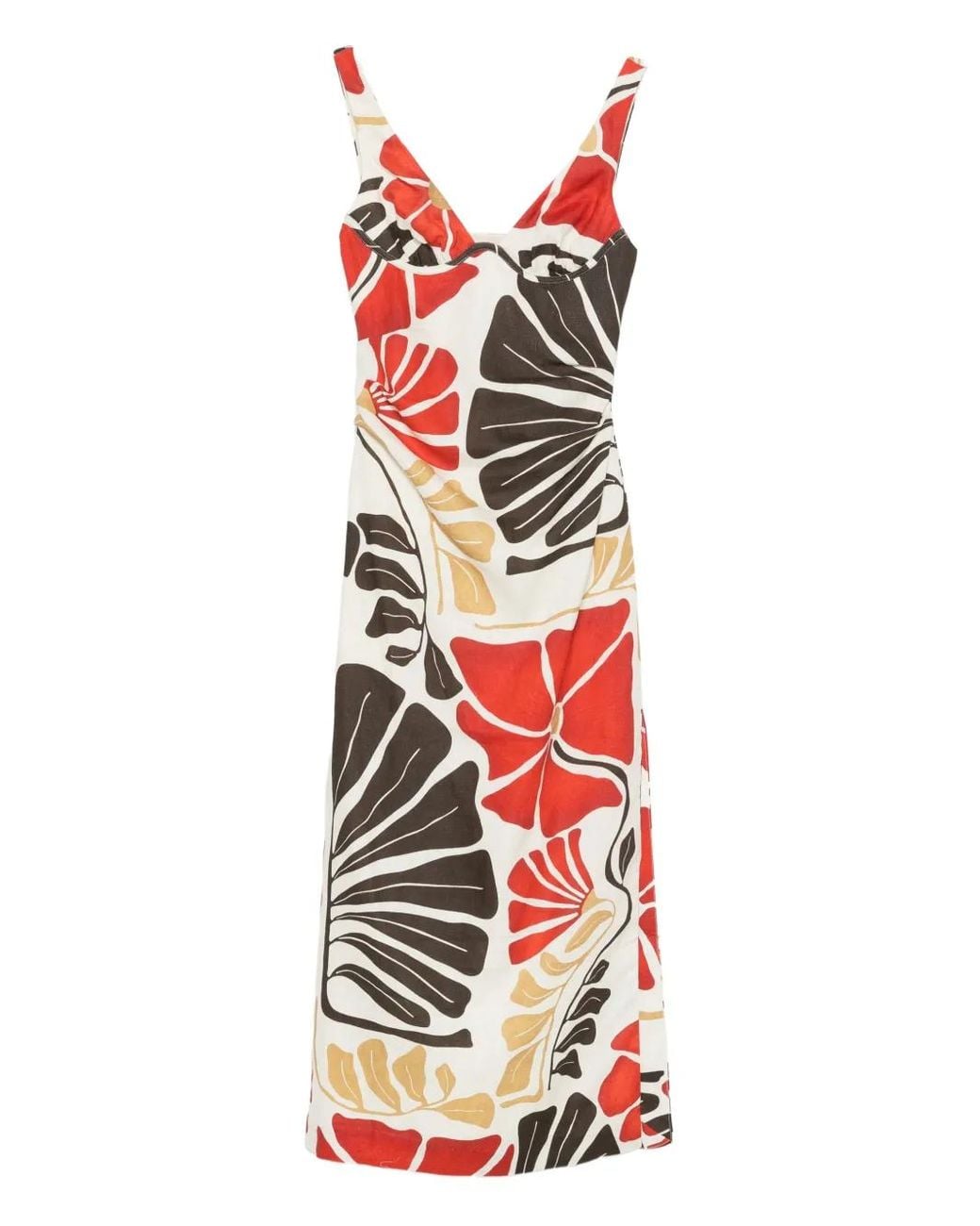 knee length dresses for ladies SIR Cutout Puff Sleeve Maxi Dress Lilian Navy Floral Print Linen-Silk   Celebrity Owned