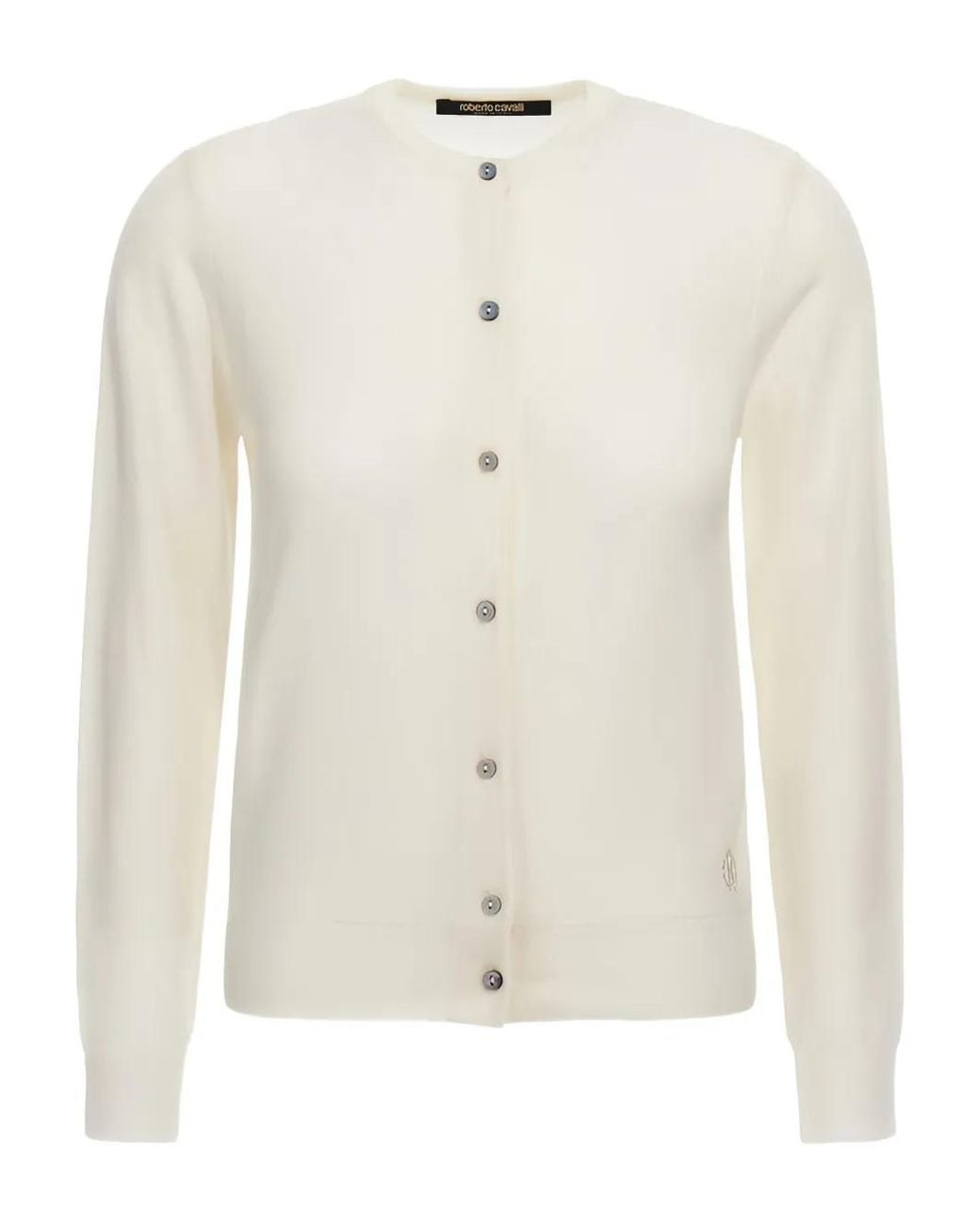 Roberto Cavalli White Wool Button-Front Cardigan