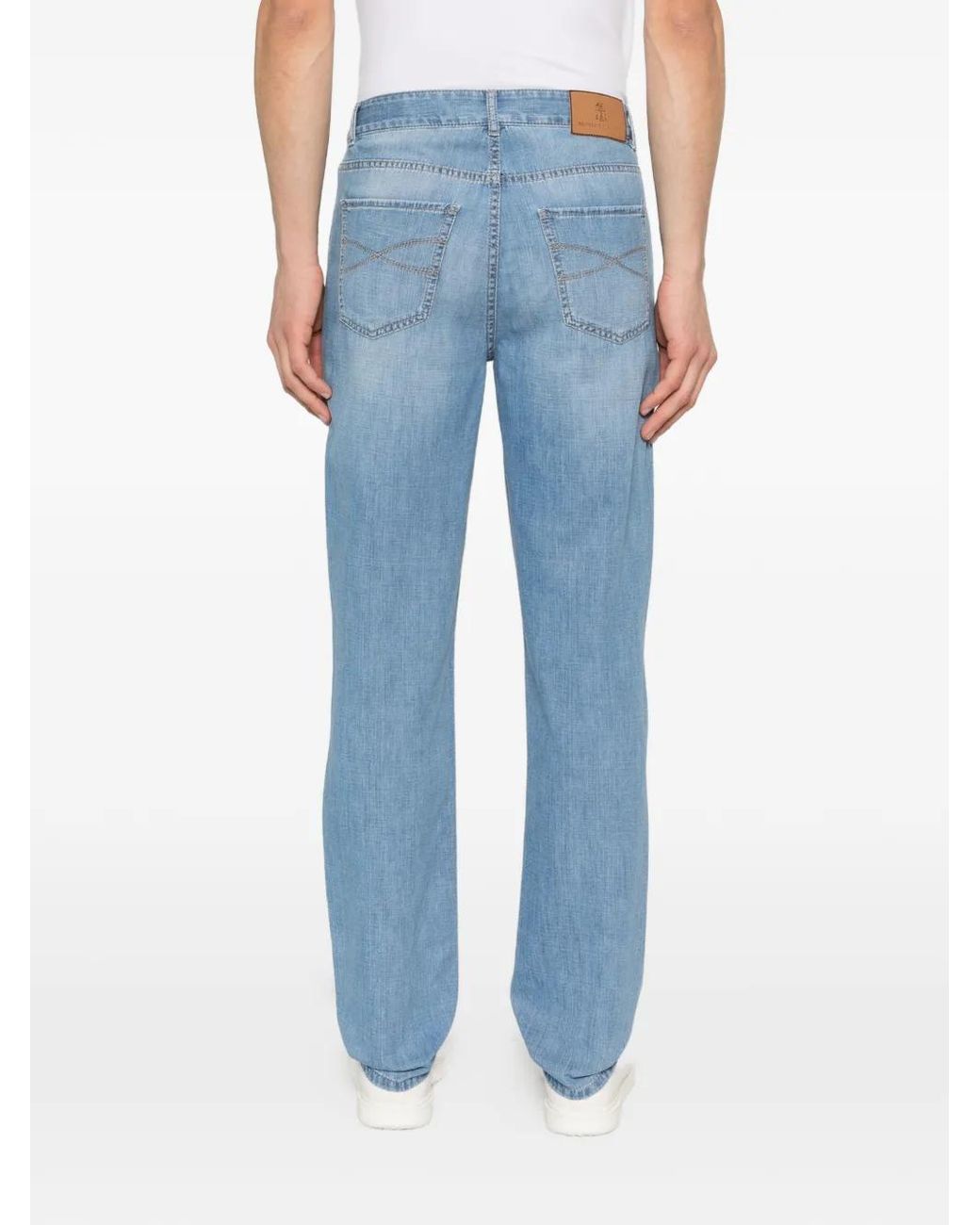 Brunello Cucinelli Blue Embroidered Jeans for men