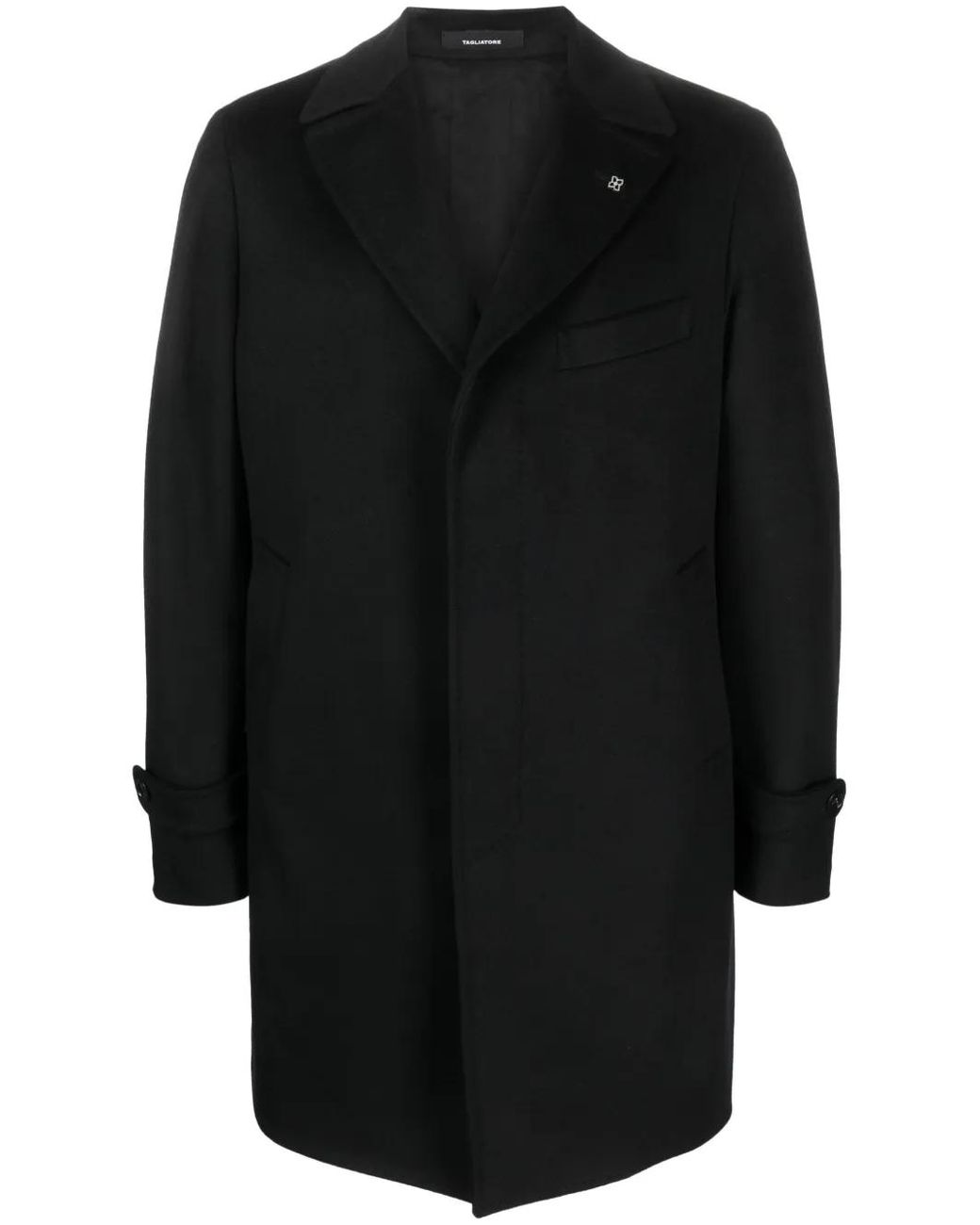 Tagliatore Black Concealed-Fastening Virgin Wool Jacket for men