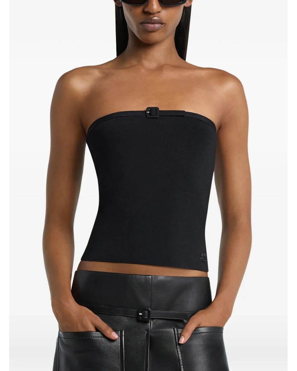Top Con Hebilla Courreges de color Black