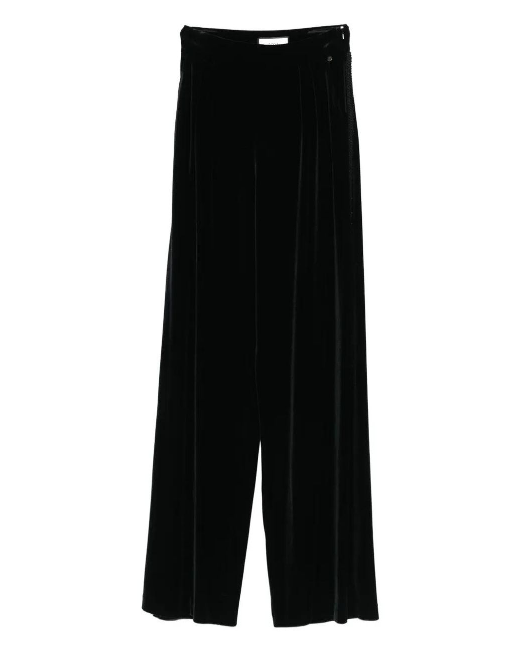 Nissa Black Pleated Textured Trousers