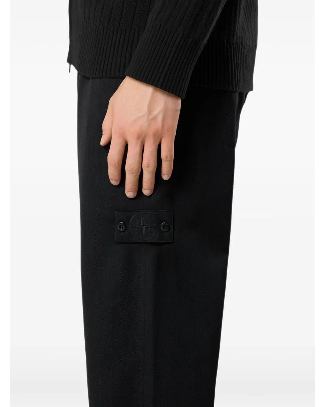Stone Island Blue 3100025 Raw-Hand Wool-Cotton Gabardine-Tc_S.I. Ghost Chino Trousers for men