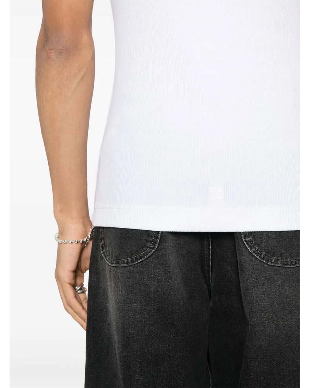 Givenchy Fine Ribbed Stretch-Cotton Sleeveless T-Shirt in White für Herren