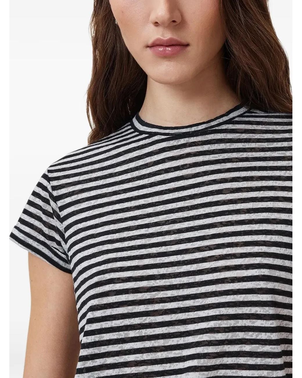 AllSaints Black Anna Striped Short-Sleeve T-Shirt