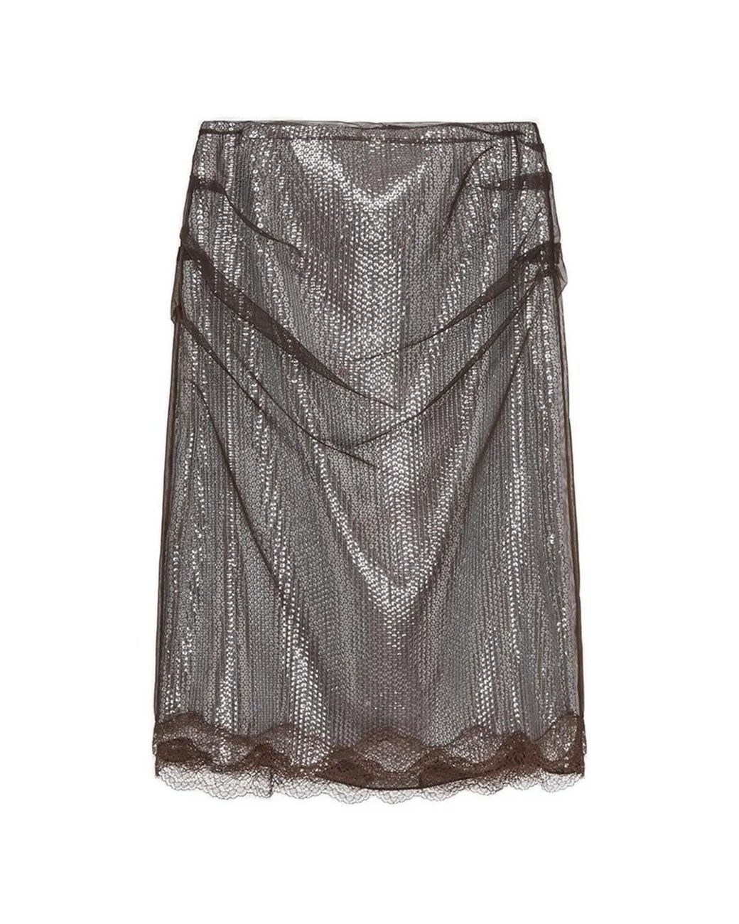 16Arlington Gray Hedda Sequin-Embellished Midi Skirt