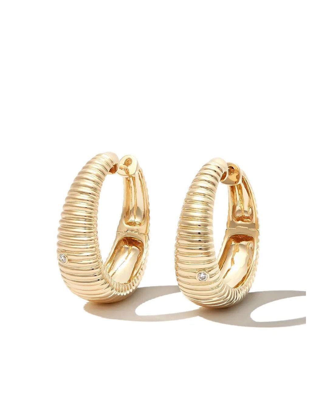 Yvonne Léon Metallic 9Kt Diamond Hoop Earrings