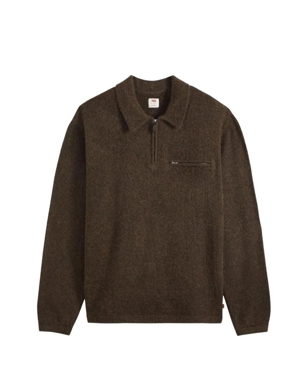 Levi's Brown Boulder Collared Half-Zip Polo Shirt for men