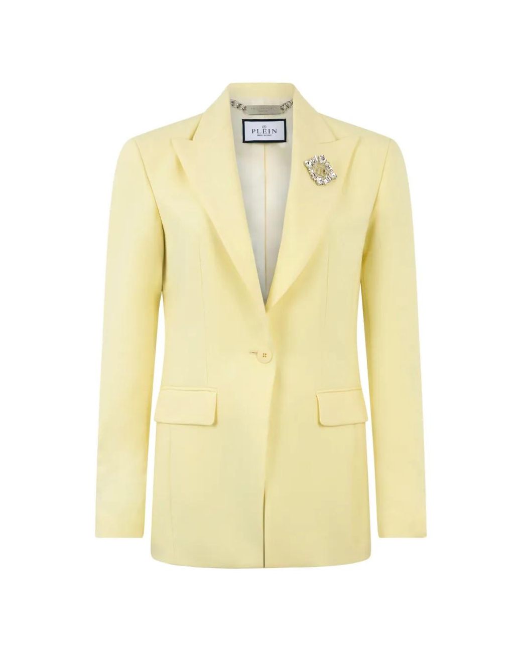 Philipp Plein Yellow Wool Fitted Single-Breasted Blazer