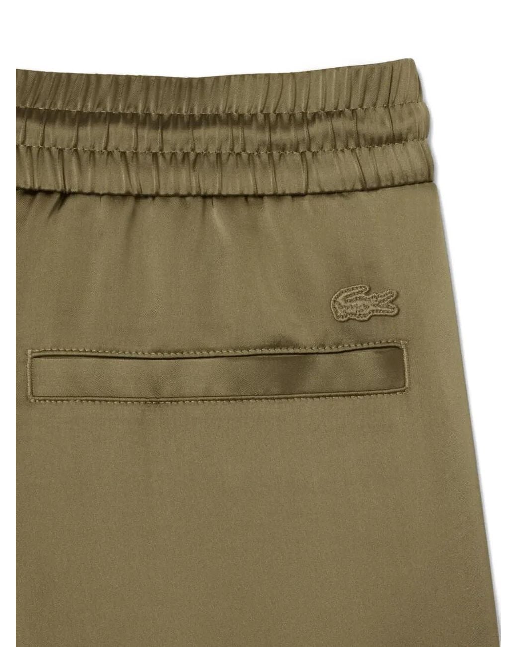 Lacoste Green Zip-Pocket Satin Trousers