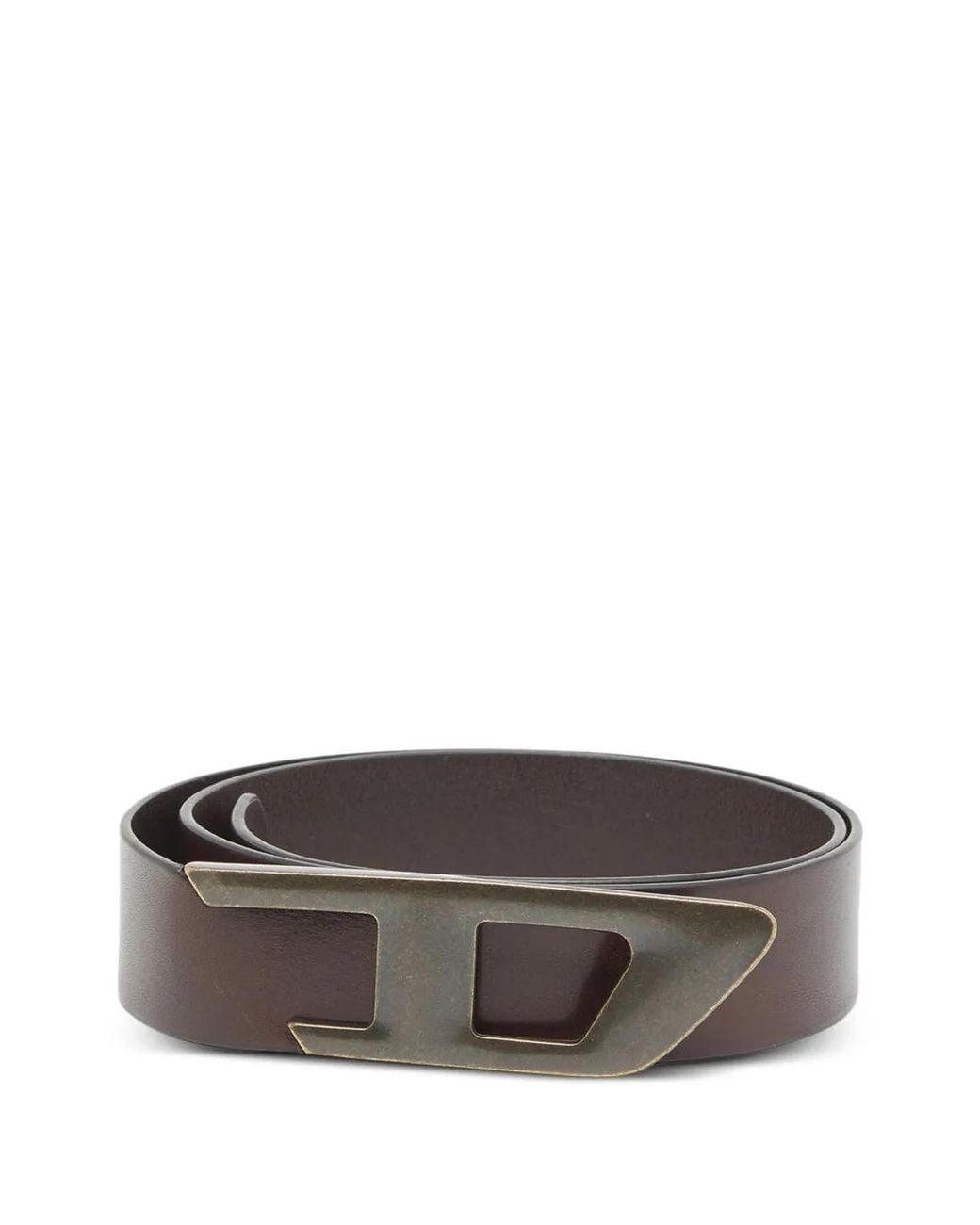 DIESEL Gray 4 Cm Leather Belt With Metal D Buckle